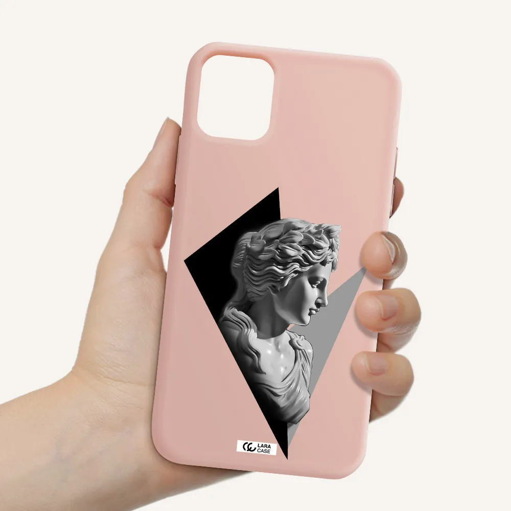 a close-up of a statue Apple iPhone 11 Silicone pastel pink Case
