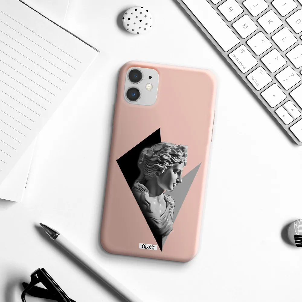 a close-up of a statue Apple iPhone 11 Silicone pastel pink Case