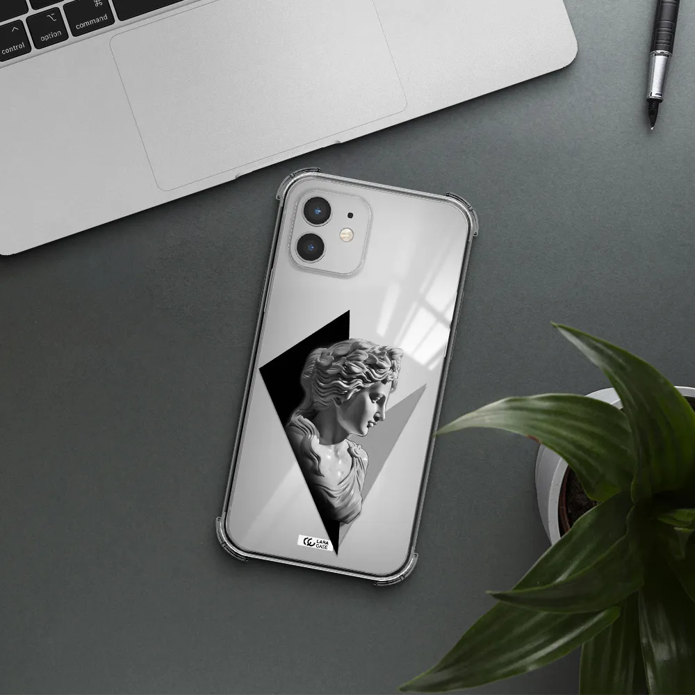 a close-up of a statue Apple iPhone 12 Clear PC Case