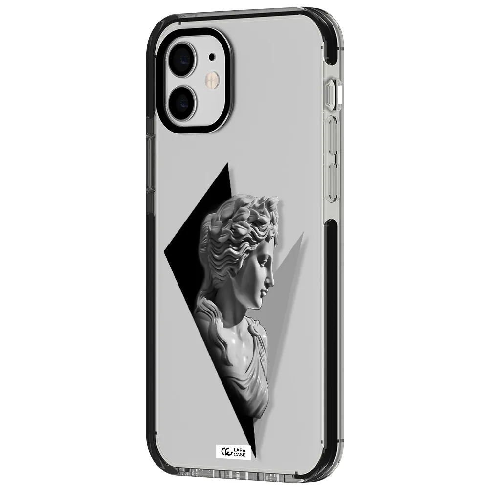 a close-up of a statue Apple iPhone 12 impact black border Case