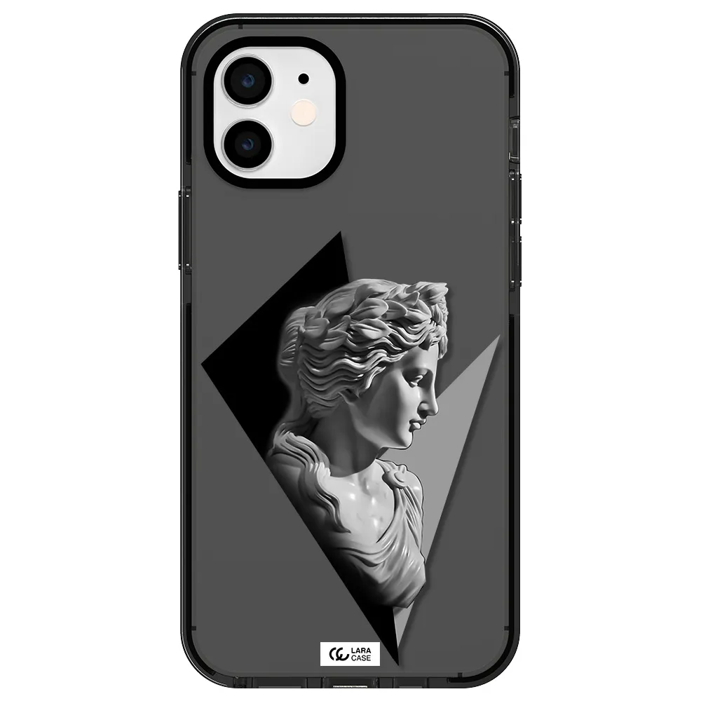 a close-up of a statue Apple iPhone 12 impact Smoke Black Case