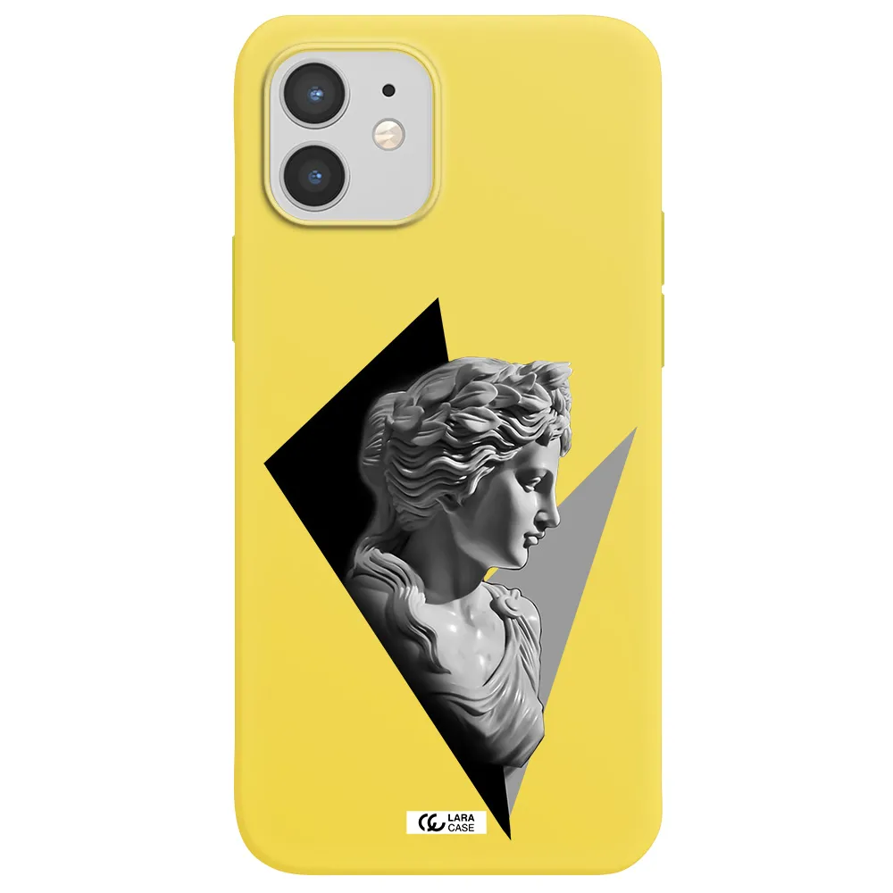 a close-up of a statue Apple iPhone 12 mini Silicone canary yellow Case