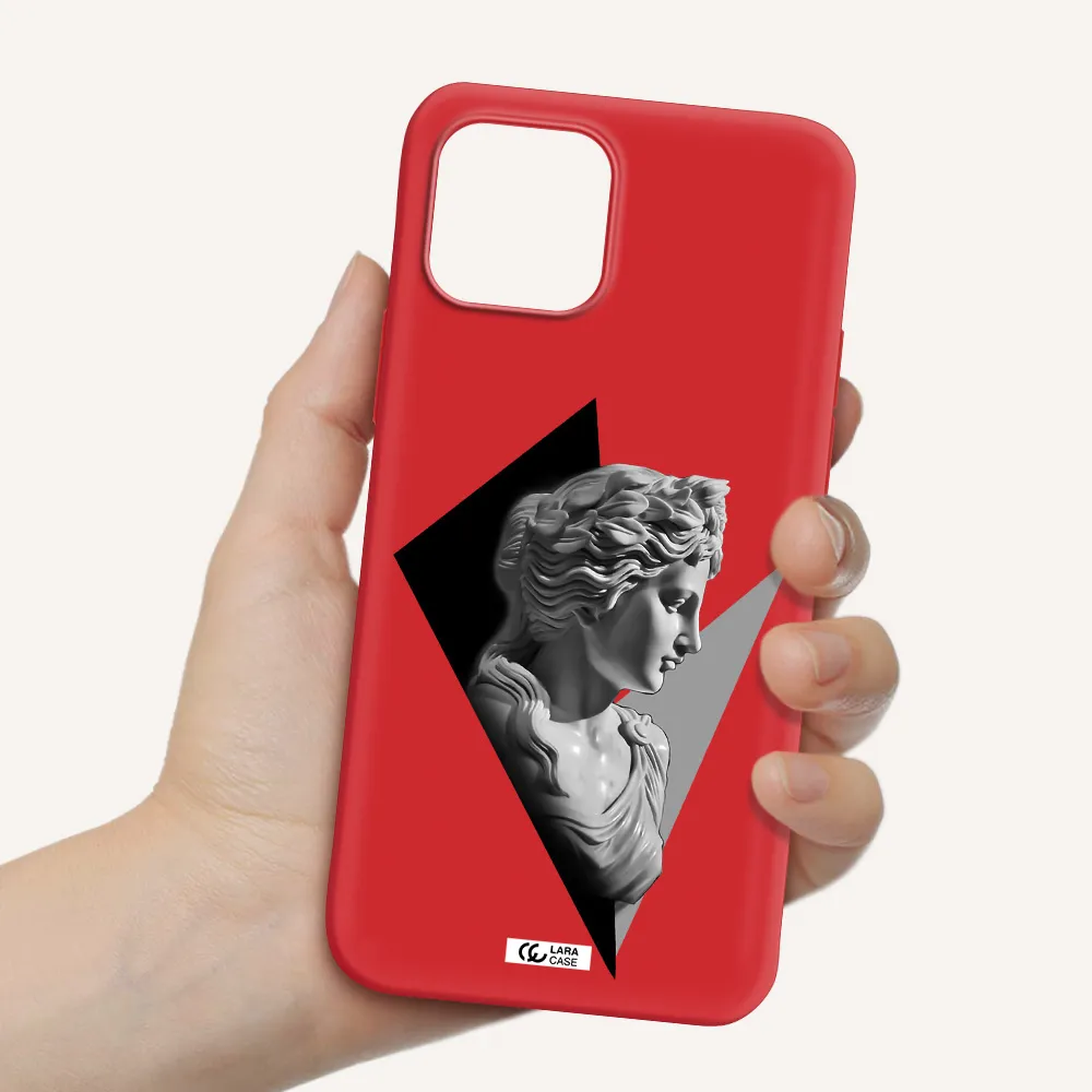 a close-up of a statue Apple iPhone 12 mini Silicone Imperial Red Case