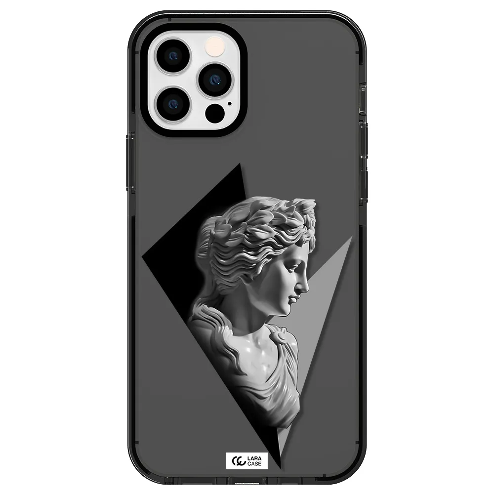 a close-up of a statue Apple iPhone 12 pro impact Smoke Black Case