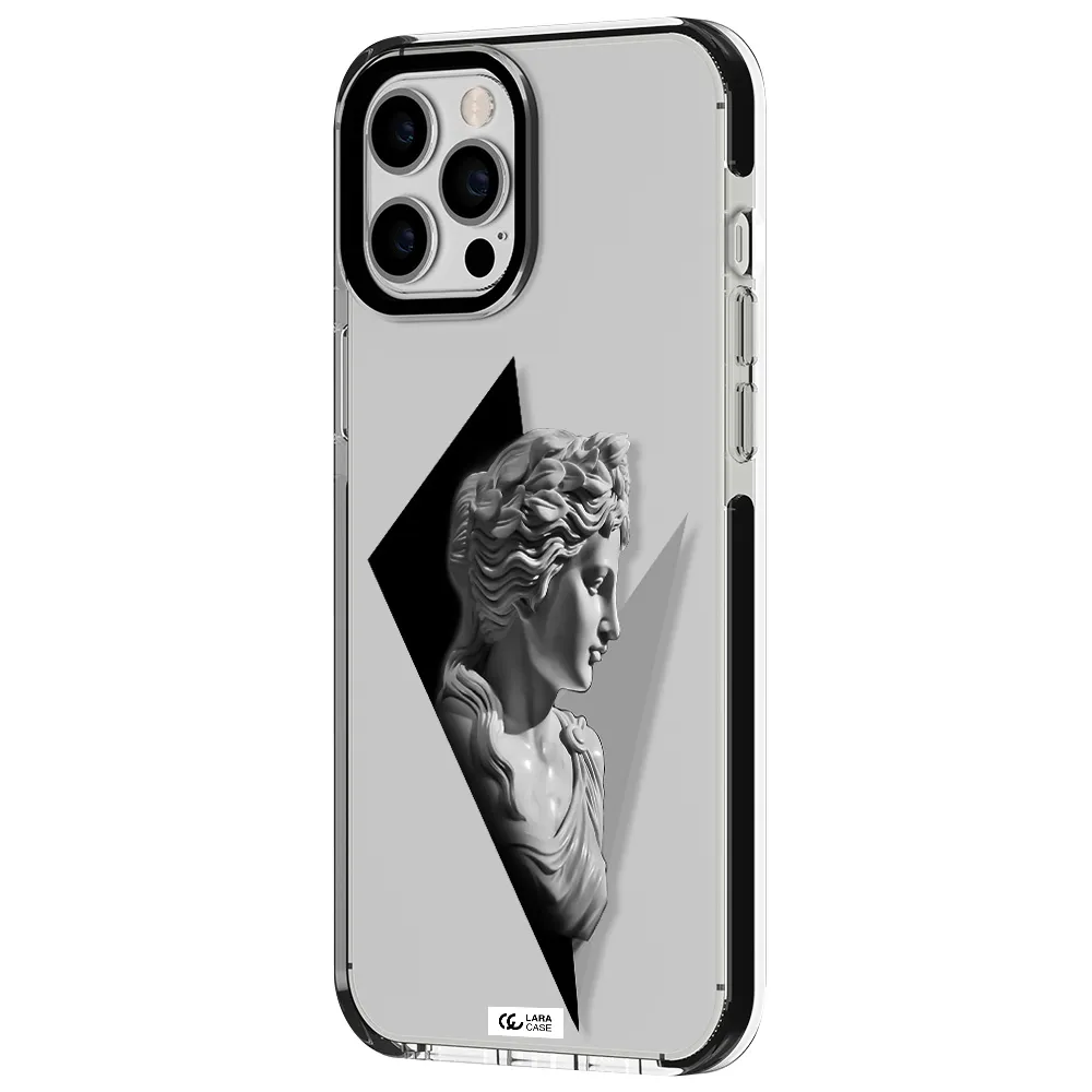 a close-up of a statue Apple iPhone 12 pro max impact black border Case