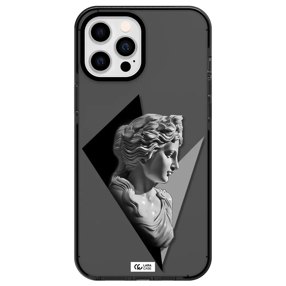 a close-up of a statue Apple iPhone 12 pro max impact Smoke Black Case