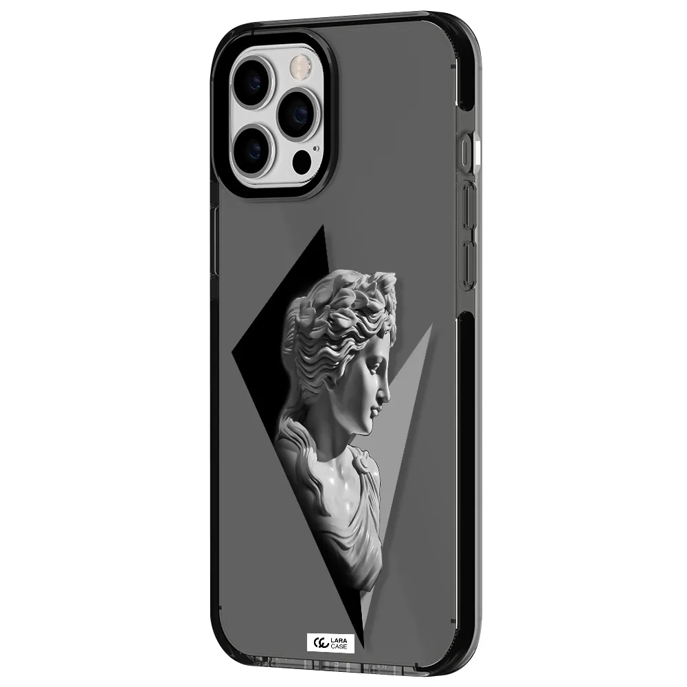 a close-up of a statue Apple iPhone 12 pro max impact Smoke Black Case