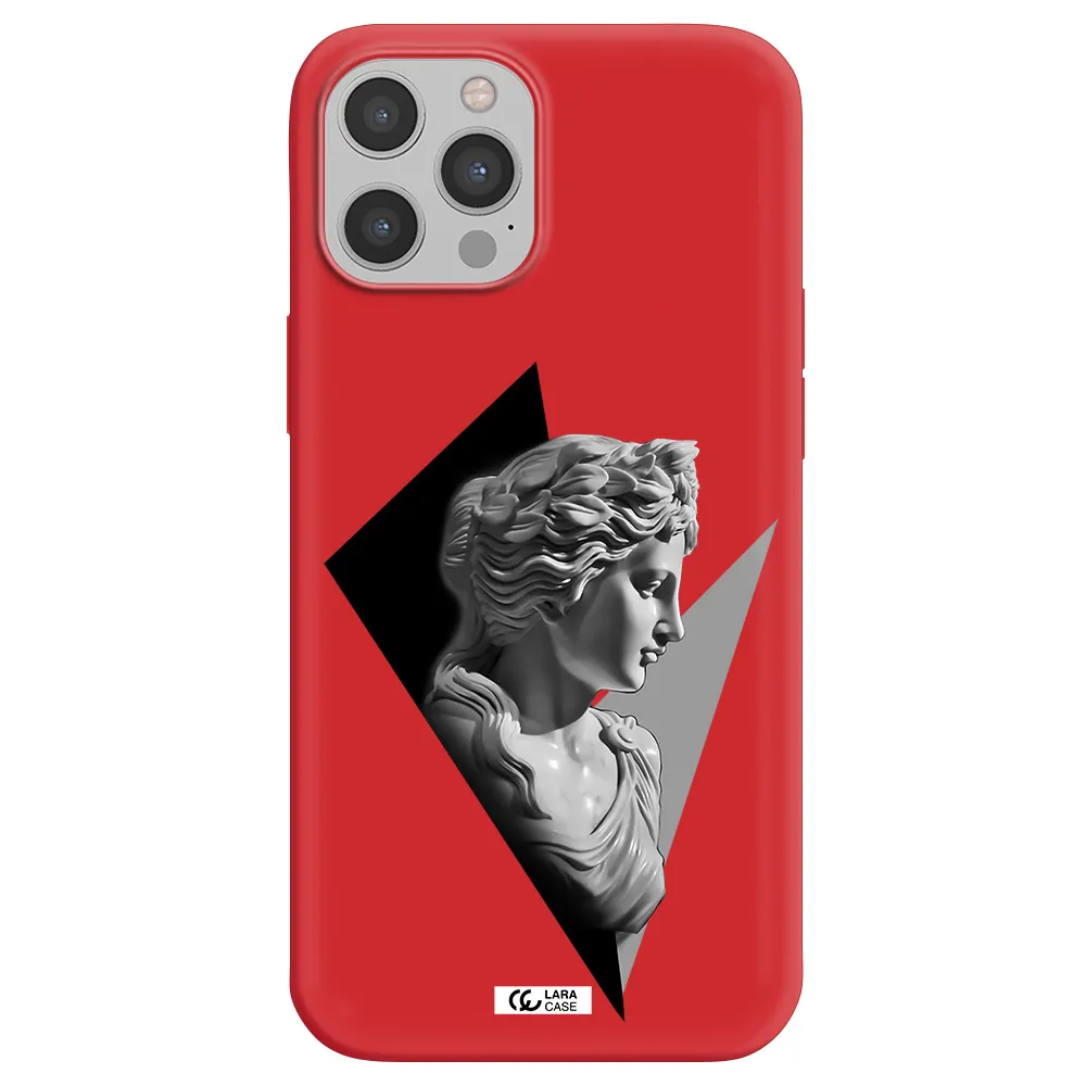 a close-up of a statue Apple iPhone 12 pro max Silicone Imperial Red Case
