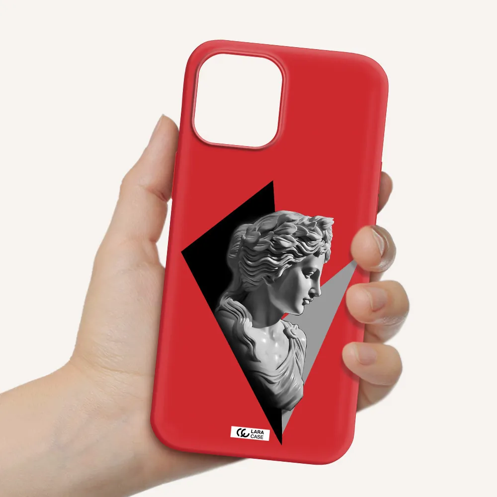 a close-up of a statue Apple iPhone 12 pro max Silicone Imperial Red Case