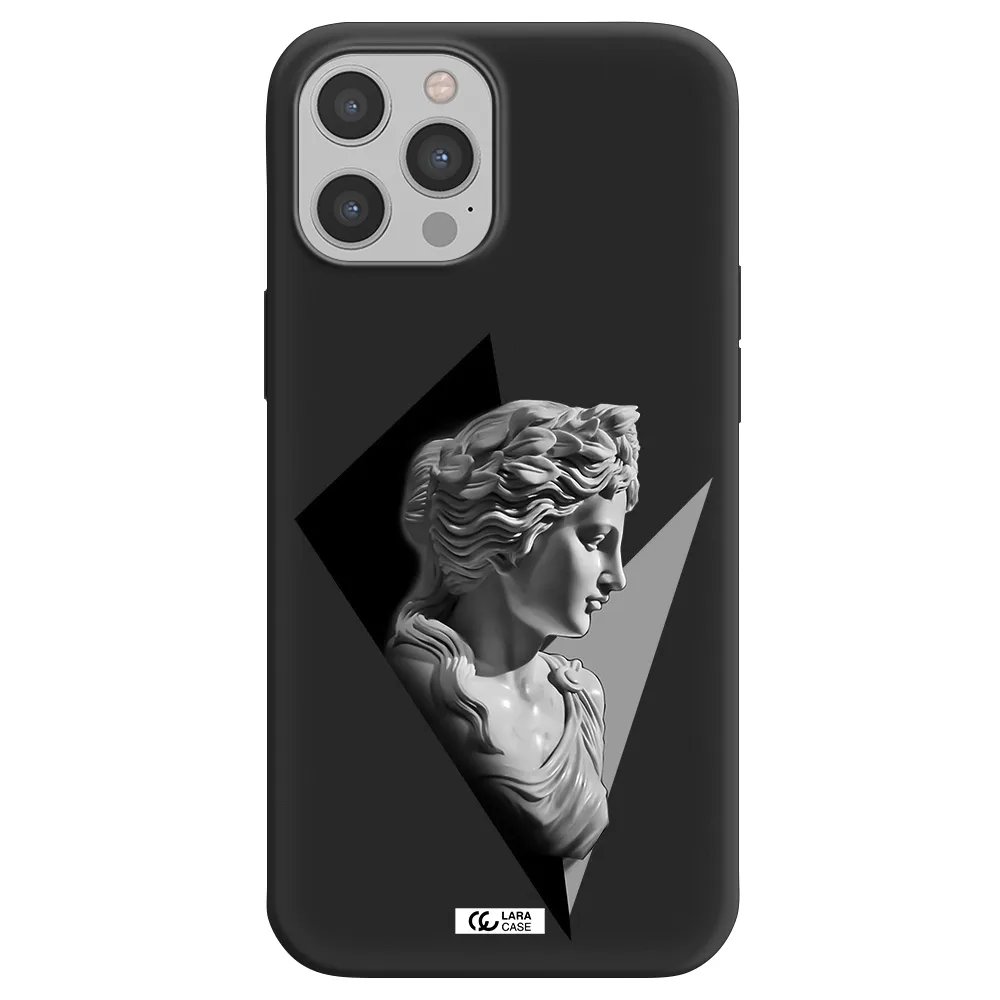 a close-up of a statue Apple iPhone 12 pro Silicone black Case