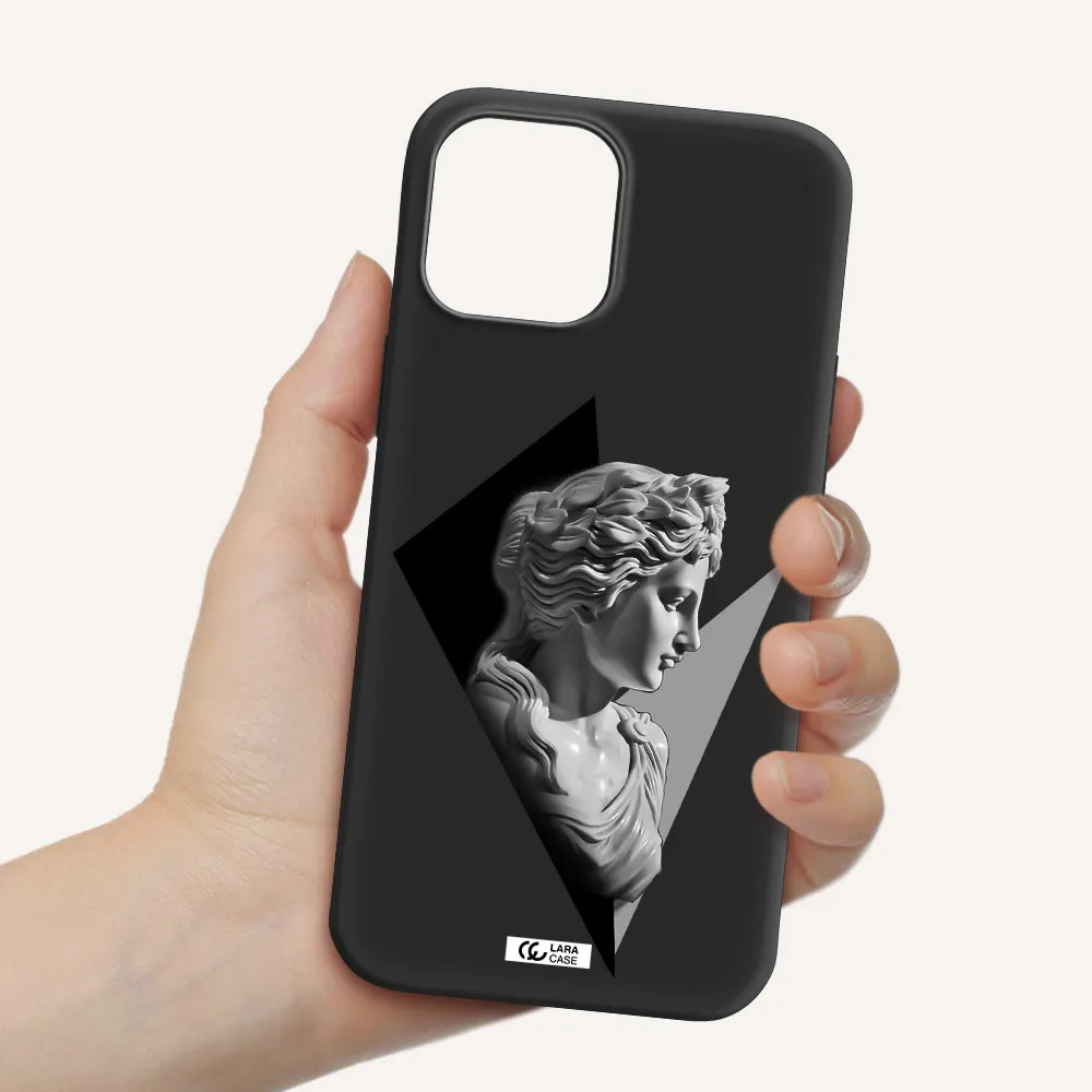 a close-up of a statue Apple iPhone 12 pro Silicone black Case