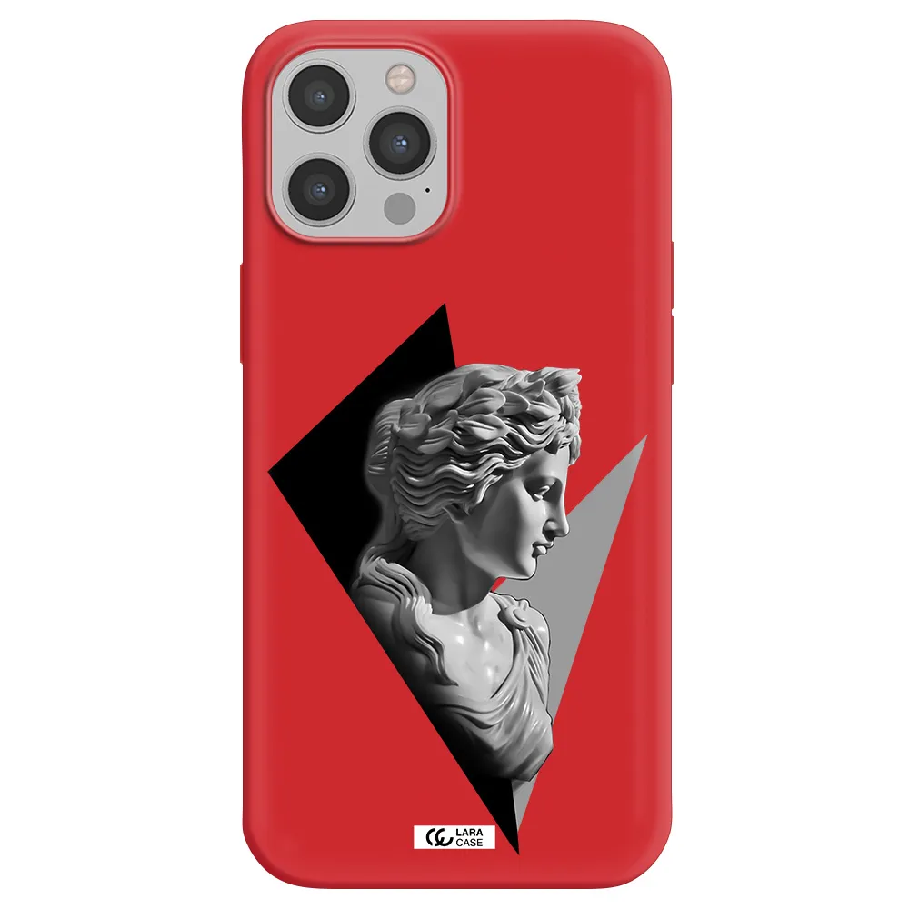 a close-up of a statue Apple iPhone 12 pro Silicone Imperial Red Case