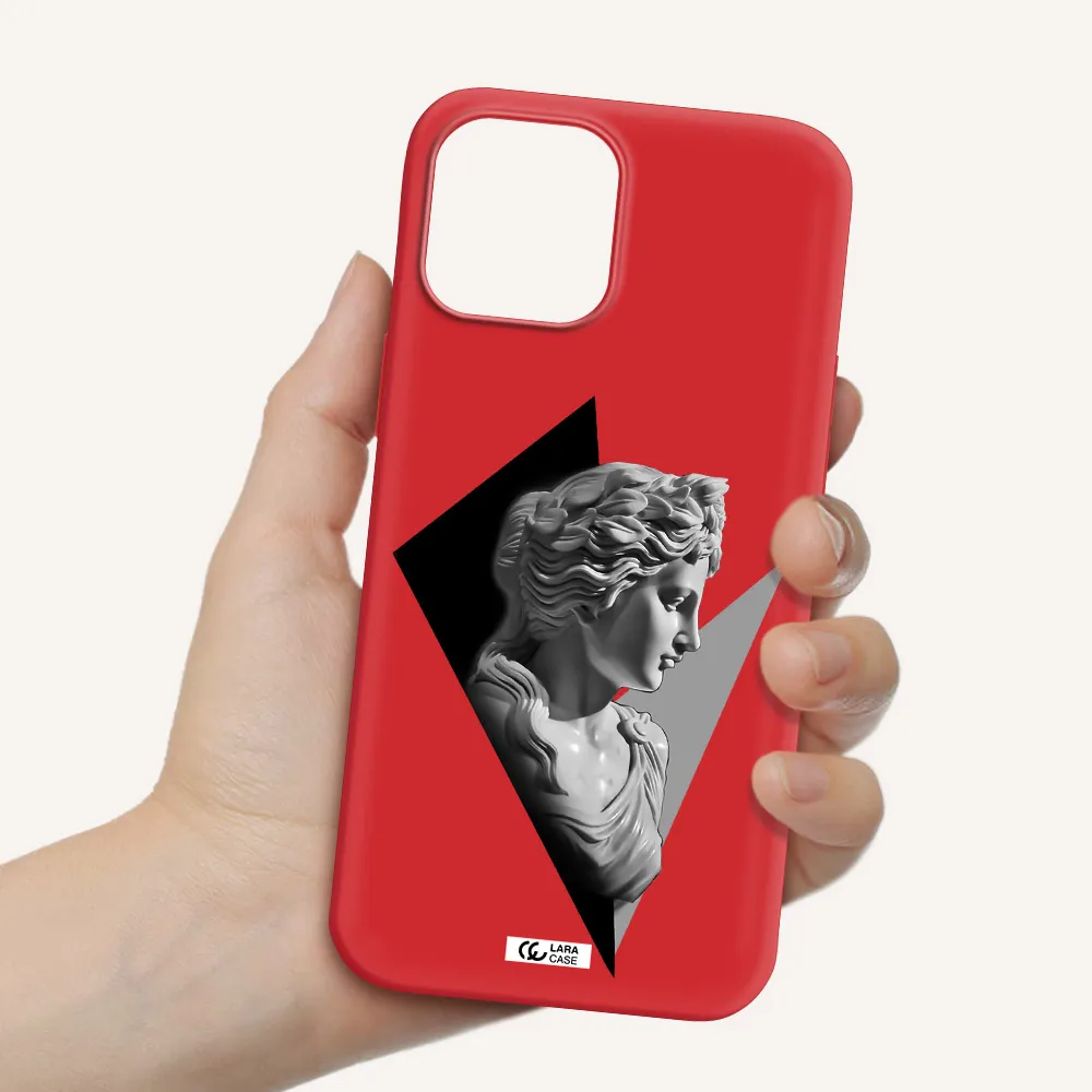 a close-up of a statue Apple iPhone 12 pro Silicone Imperial Red Case