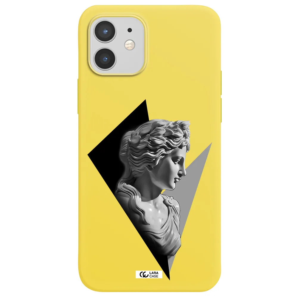 a close-up of a statue Apple iPhone 12 Silicone canary yellow Case