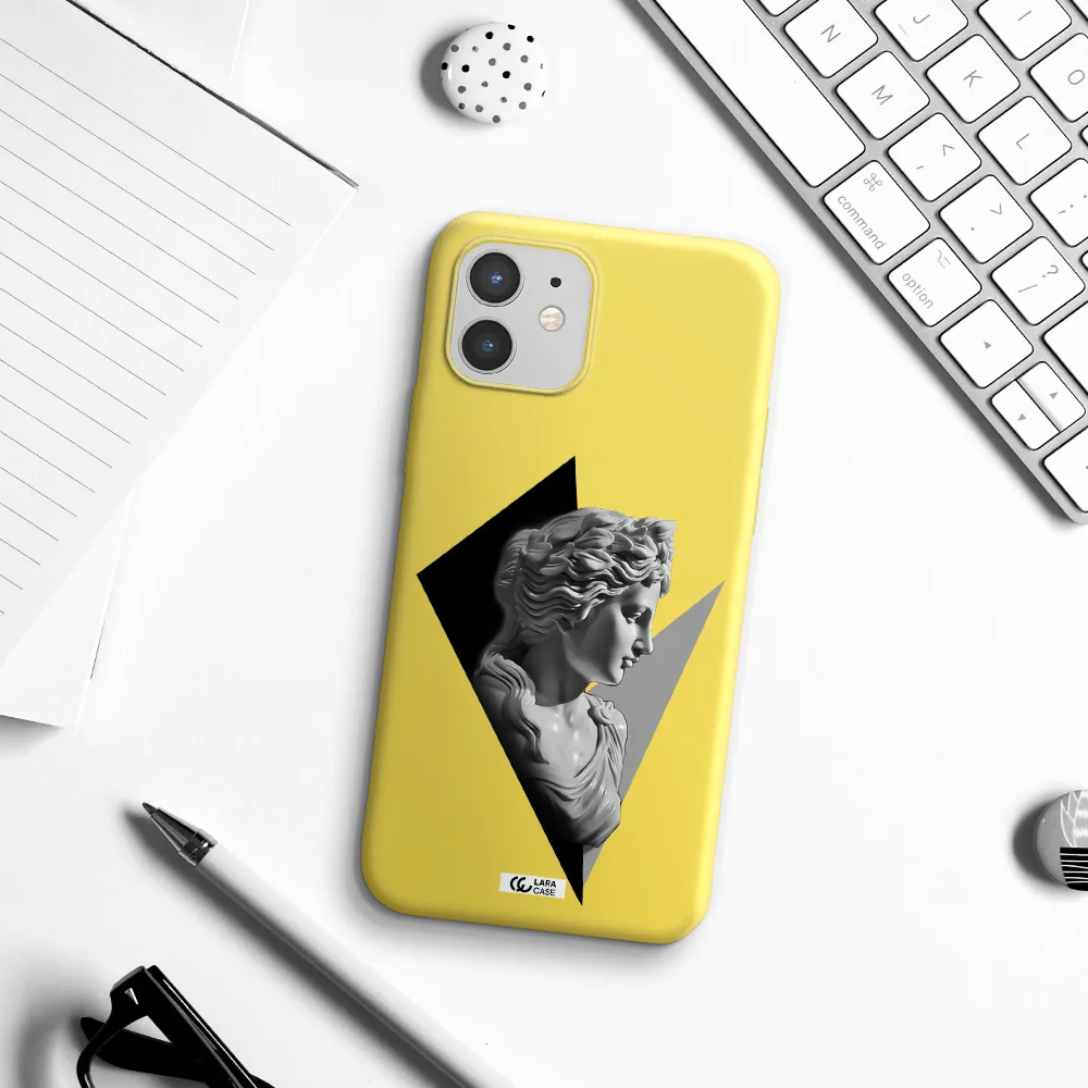 a close-up of a statue Apple iPhone 12 Silicone canary yellow Case