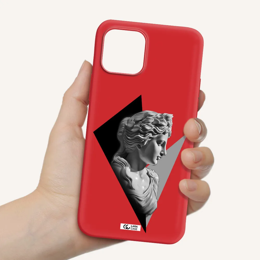 a close-up of a statue Apple iPhone 12 Silicone Imperial Red Case