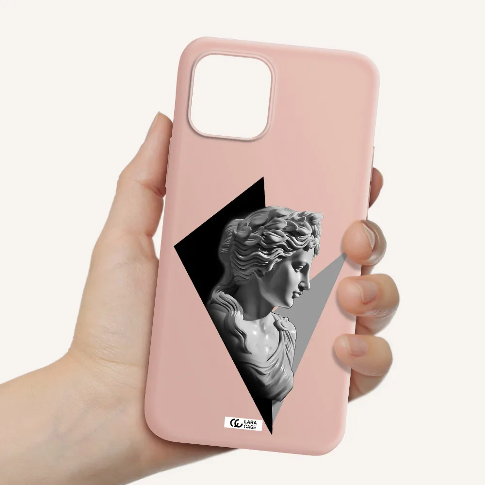 a close-up of a statue Apple iPhone 12 Silicone pastel pink Case