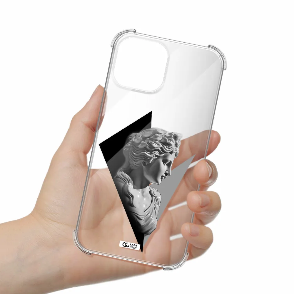 a close-up of a statue Apple iPhone 13 Clear PC Case