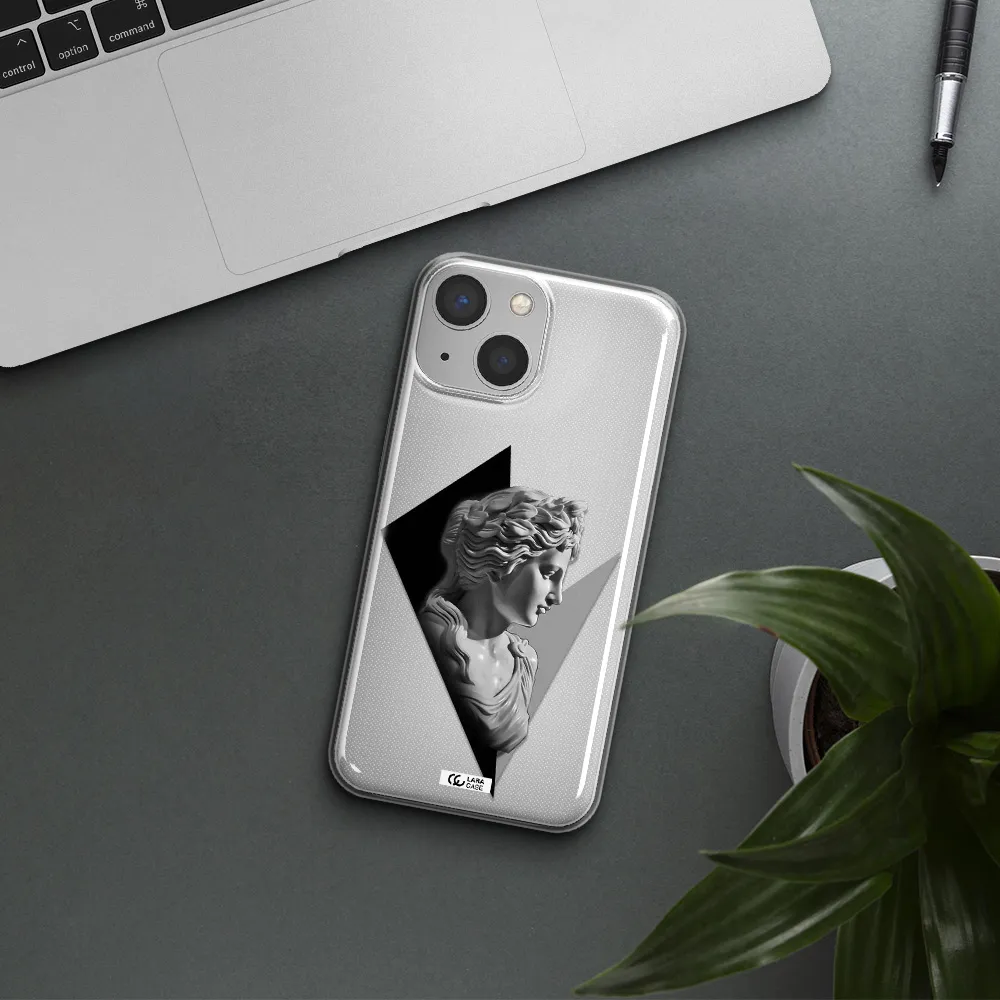 a close-up of a statue Apple iPhone 13 Clear TPU Case