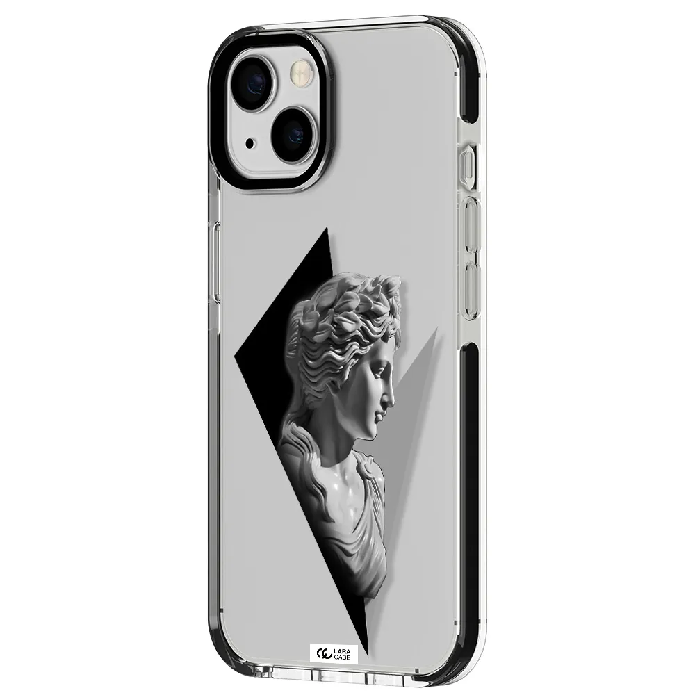 a close-up of a statue Apple iPhone 13 impact black border Case