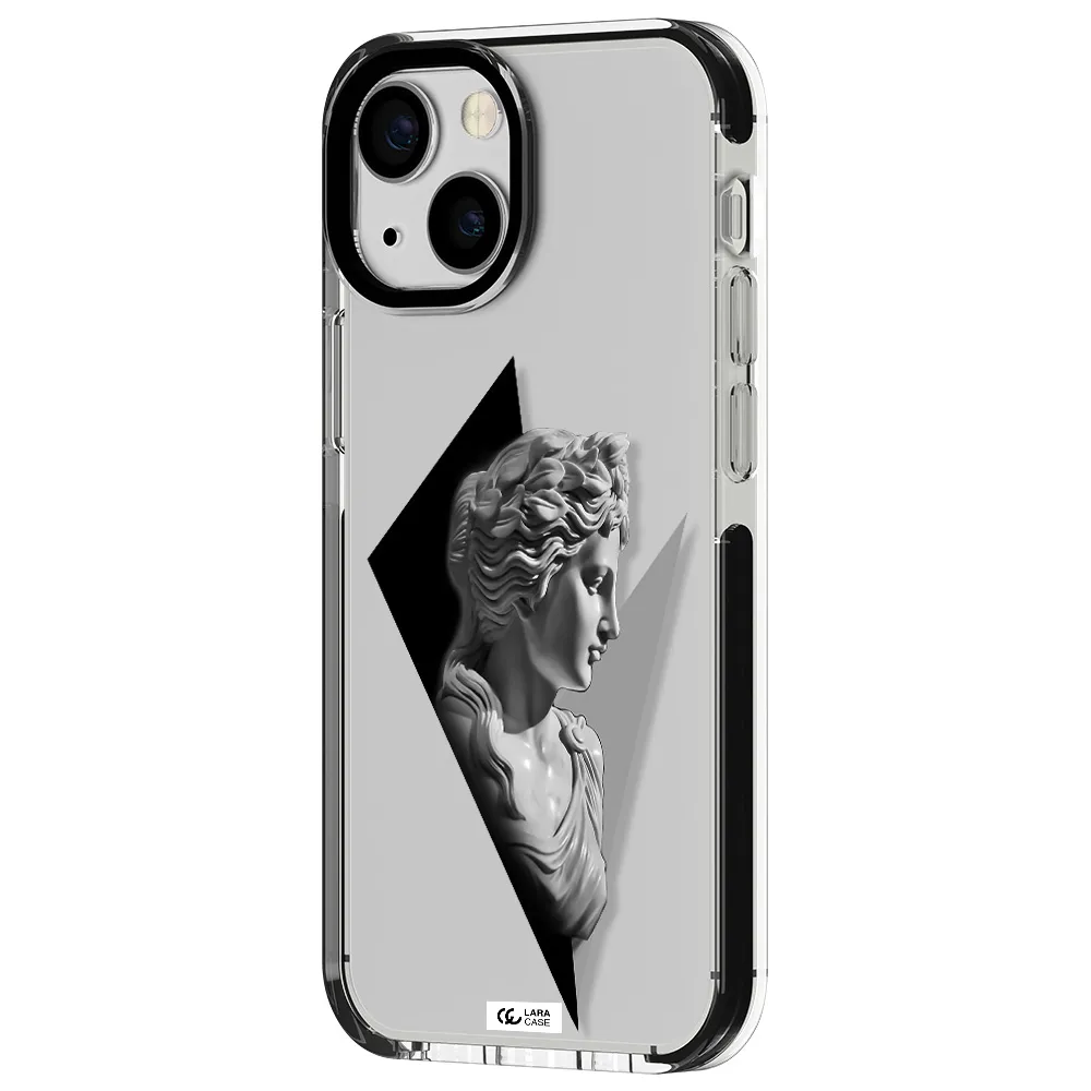 a close-up of a statue Apple iPhone 13 mini impact black border Case