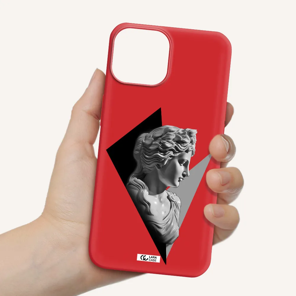 a close-up of a statue Apple iPhone 13 mini Silicone Imperial Red Case