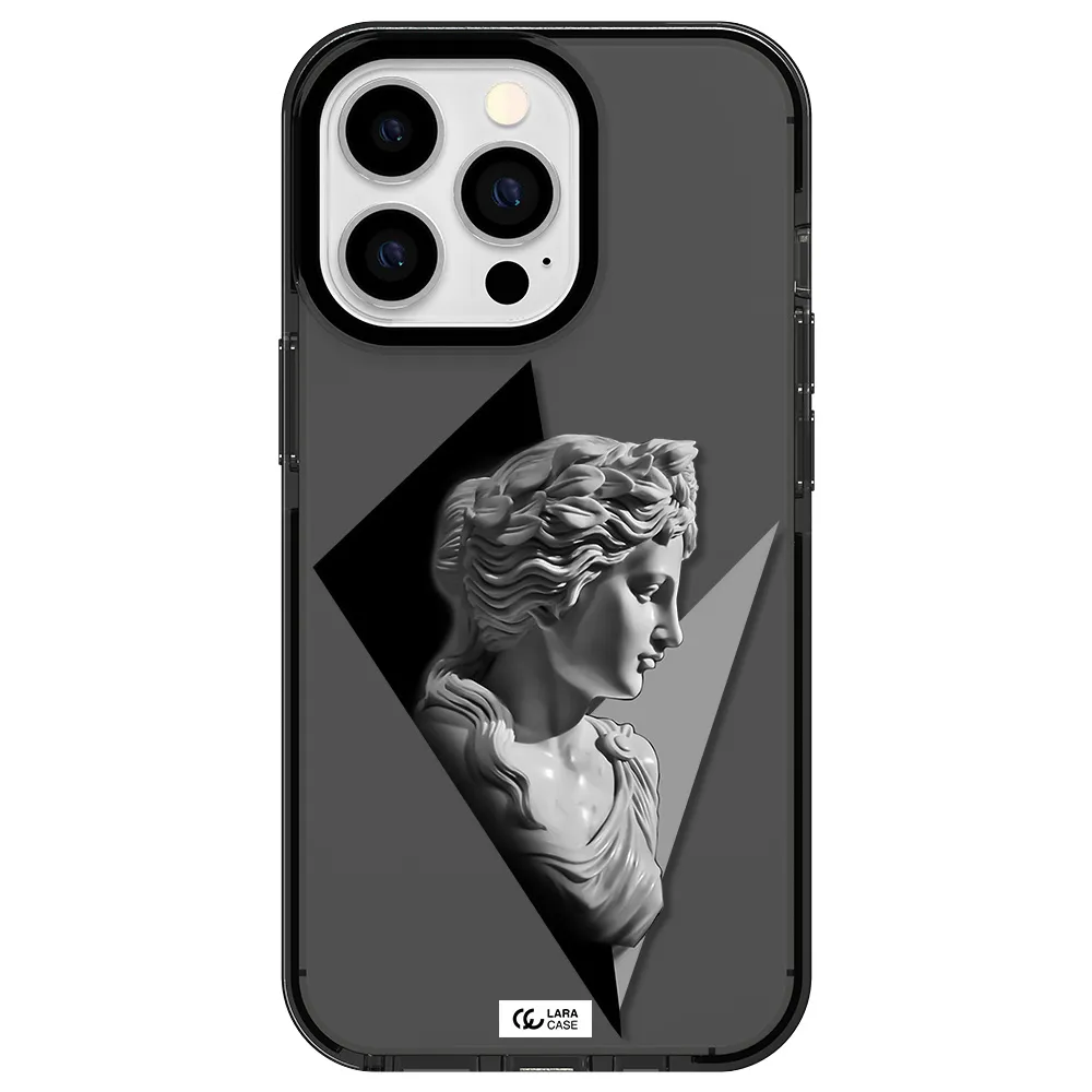 a close-up of a statue Apple iPhone 13 Pro impact Smoke Black Case