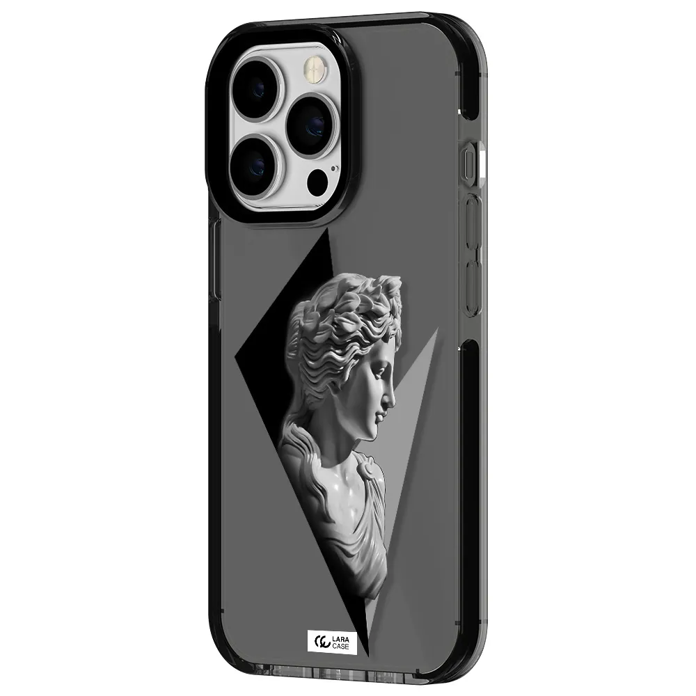 a close-up of a statue Apple iPhone 13 Pro impact Smoke Black Case
