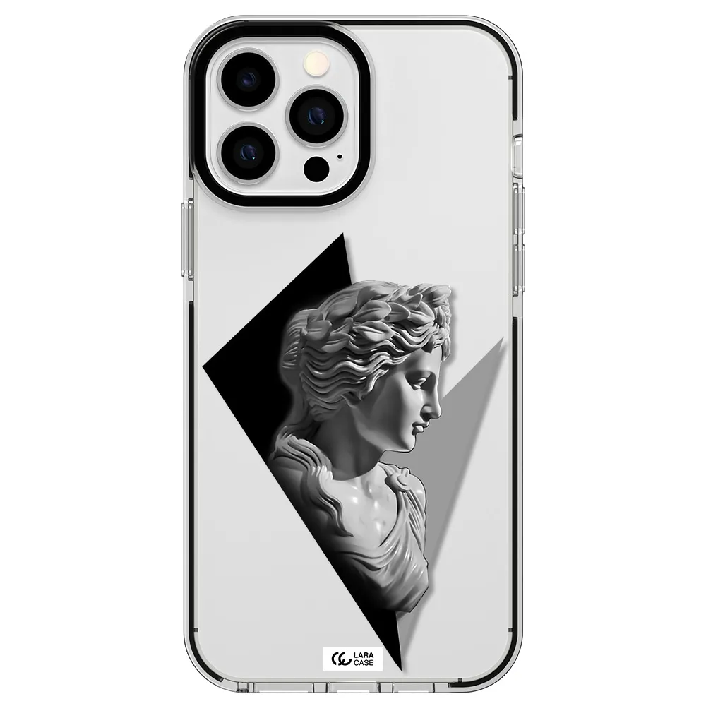 a close-up of a statue Apple iPhone 13 Pro Max impact black border Case