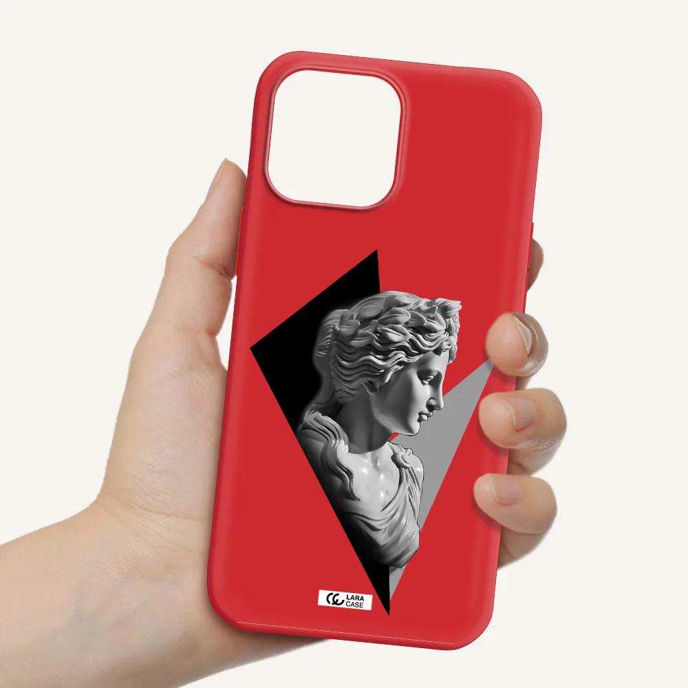 a close-up of a statue Apple iPhone 13 Pro Max Silicone Imperial Red Case