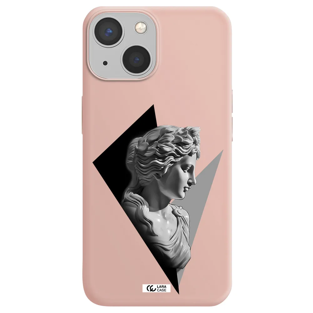 a close-up of a statue Apple iPhone 13 Silicone pastel pink Case