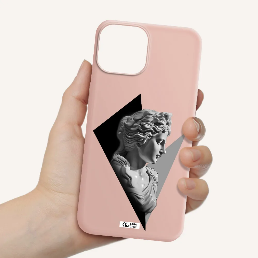 a close-up of a statue Apple iPhone 13 Silicone pastel pink Case