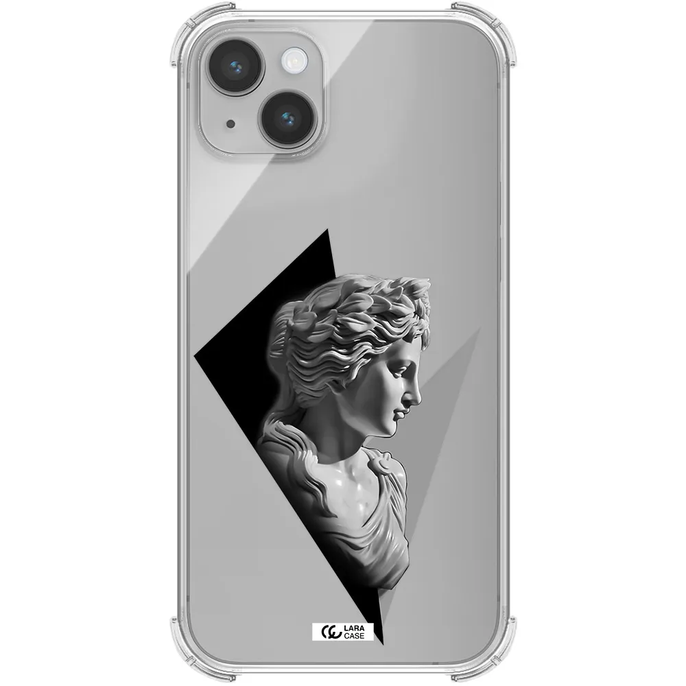 a close-up of a statue Apple iPhone 14 Clear PC Case