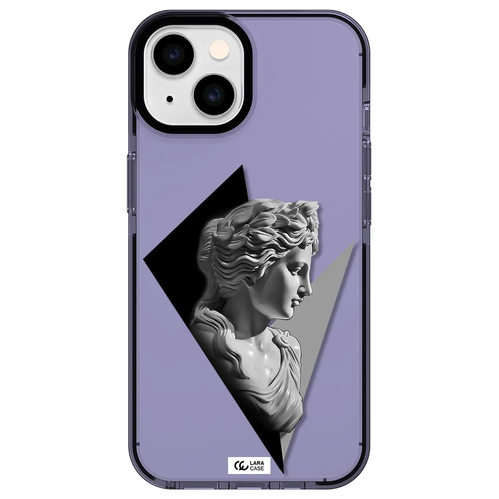 a close-up of a statue Apple iPhone 14 impact Lilac Case