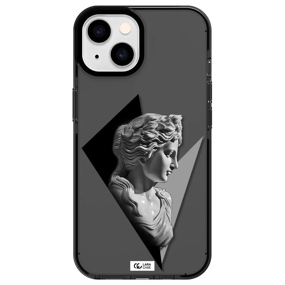 a close-up of a statue Apple iPhone 14 impact Smoke Black Case