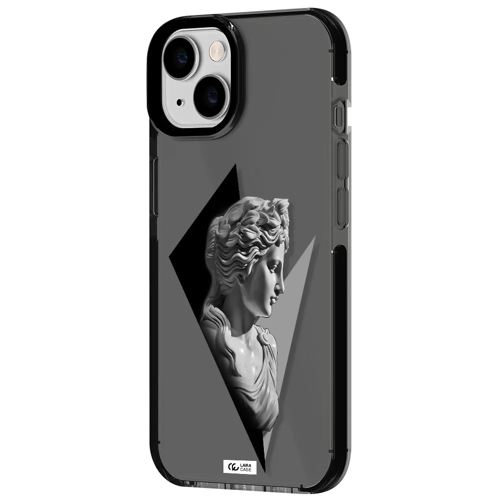 a close-up of a statue Apple iPhone 14 impact Smoke Black Case