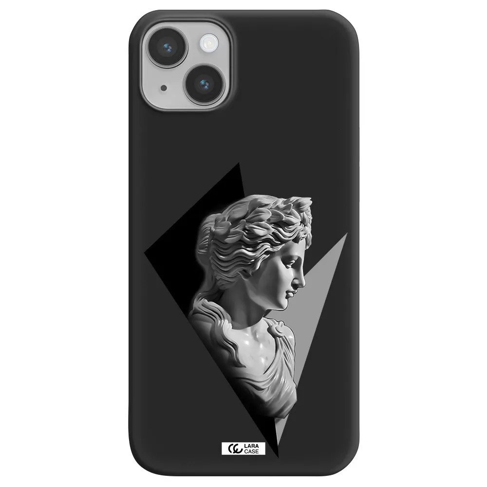 a close-up of a statue Apple iPhone 14 plus Silicone black Case