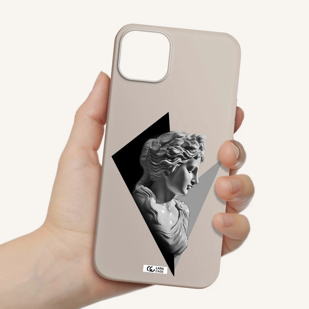 a close-up of a statue Apple iPhone 14 plus Silicone Stone Case