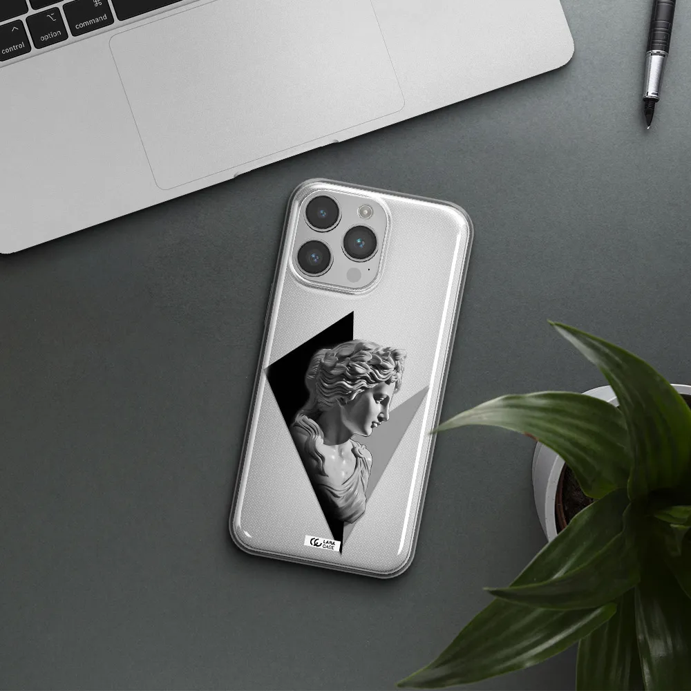 a close-up of a statue Apple iPhone 14 pro max Clear TPU Case