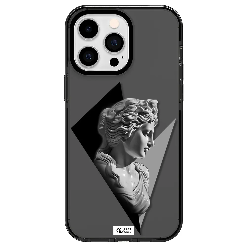 a close-up of a statue Apple iPhone 14 pro max impact Smoke Black Case