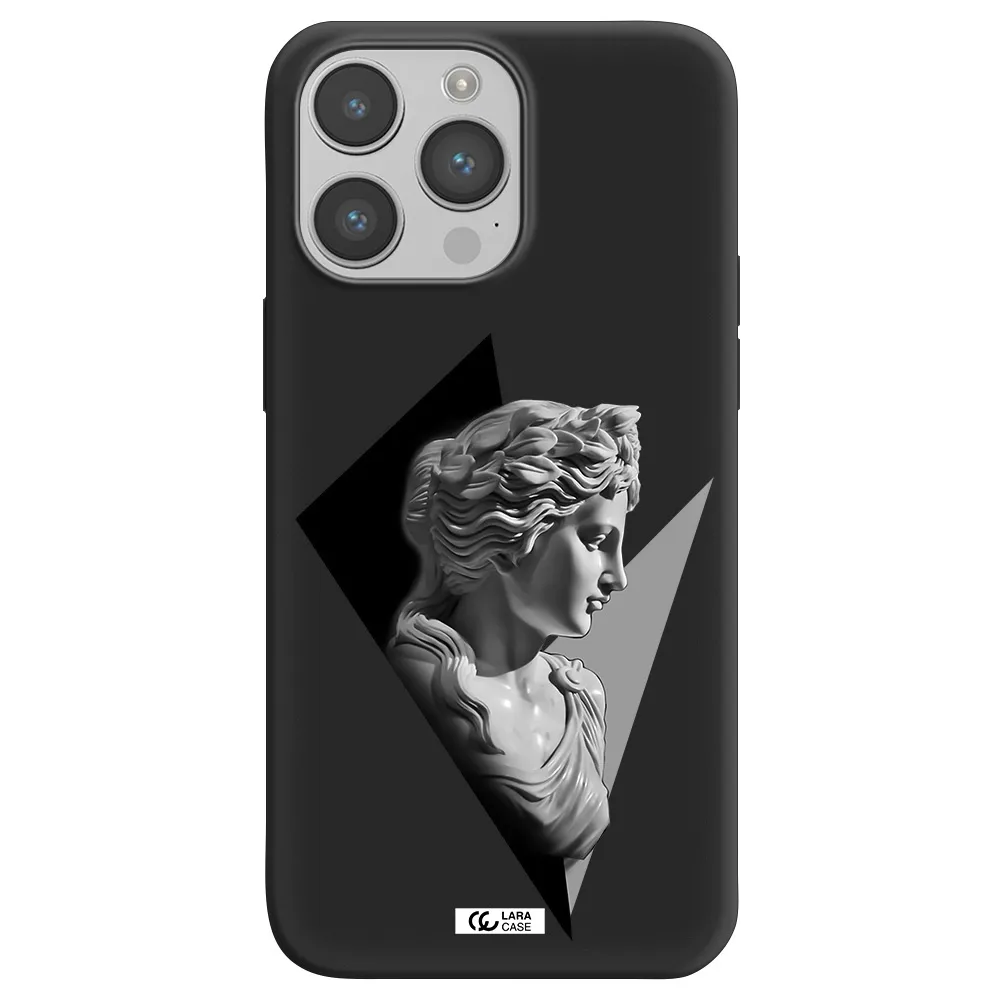 a close-up of a statue Apple iPhone 14 pro Silicone black Case