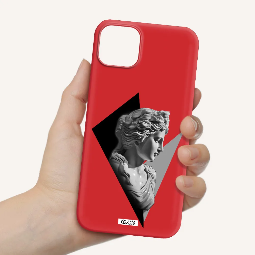 a close-up of a statue Apple iPhone 14 Silicone Imperial Red Case