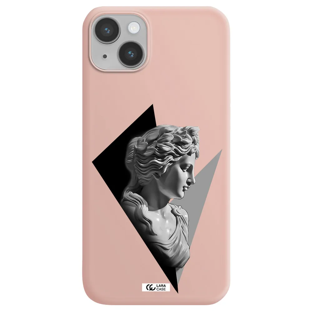 a close-up of a statue Apple iPhone 14 Silicone pastel pink Case