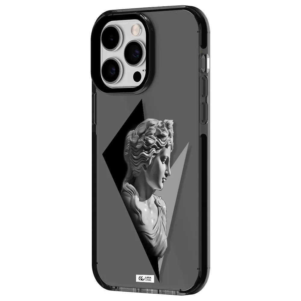 a close-up of a statue Apple iPhone 15 Pro impact Smoke Black Case