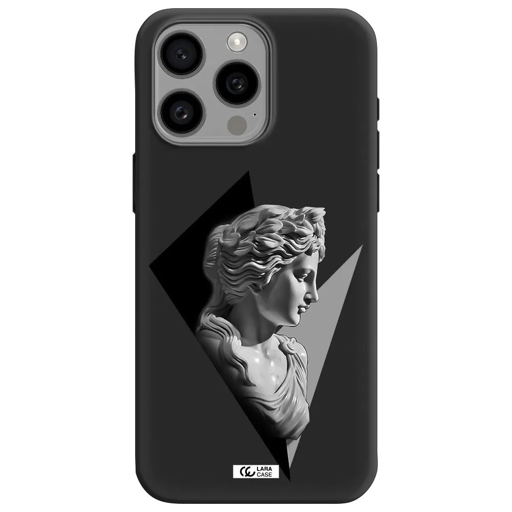 a close-up of a statue Apple Iphone 15 Pro max Silicone black Case
