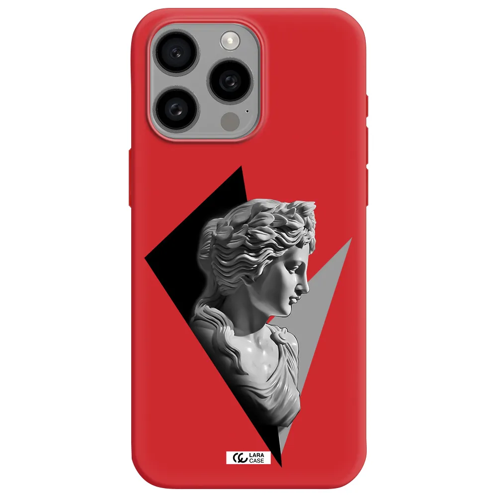 A Close-Up Of A Statue Apple Iphone 15 Pro Max Silicone Imperial Red Case