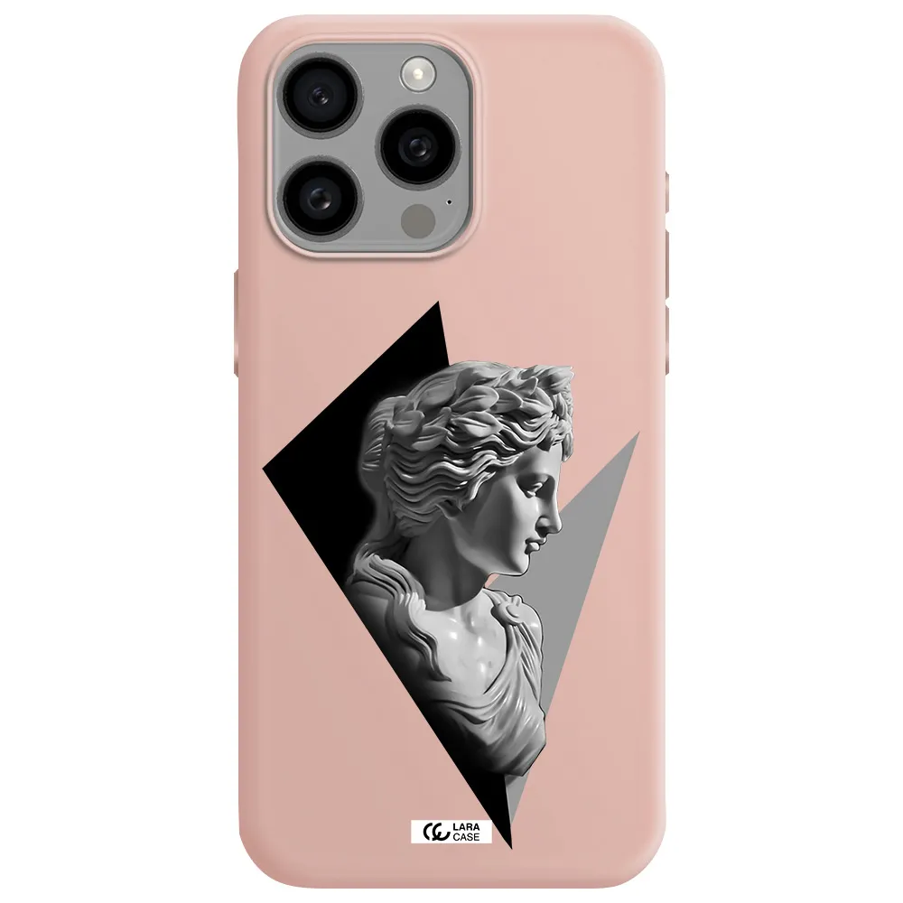 a close-up of a statue Apple Iphone 15 Pro max Silicone pastel pink Case