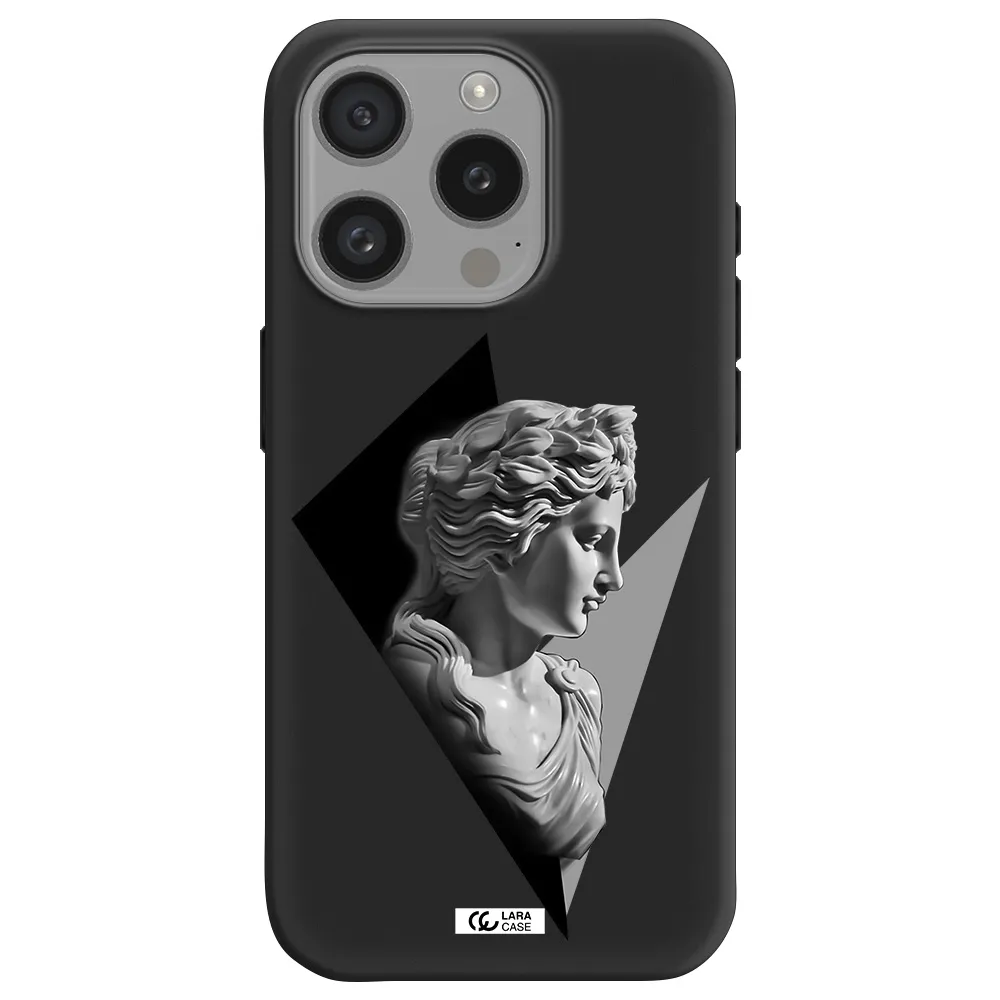 A Close-Up Of A Statue Apple Iphone 15 Pro Silicone Black Case