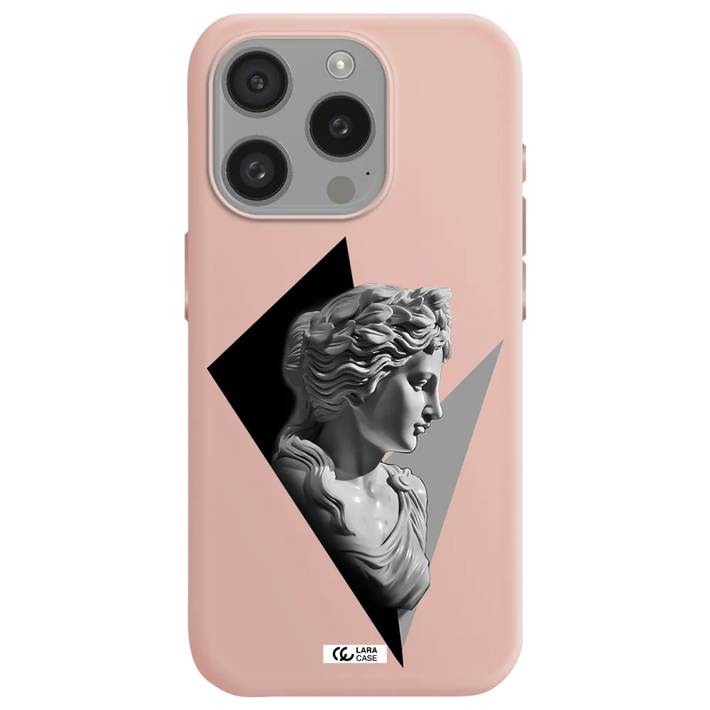 A Close-Up Of A Statue Apple Iphone 15 Pro Silicone Pastel Pink Case