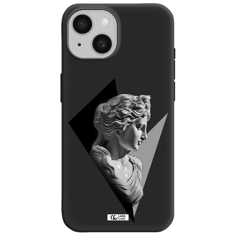 a close-up of a statue Apple iPhone 15 Silicone black Case